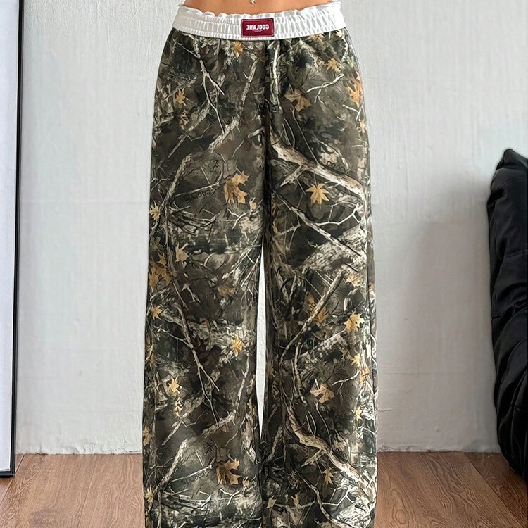 2025 Autumn New Cross-Border Fashion Women's Casual Pants with Branch Pattern Print, Loose Trendy Versatile Long Pants for Women 2025 Autumn New Cross-Border Fashion Women's Casual Pants with Branch Pattern Print, Loose Trendy Versatile Long Pants for Women