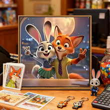 新款疯狂动物城20*20钻石画卧室客厅装饰画卡通点钻画厂家直售