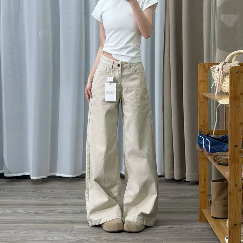 Petite women's low-rise design plus-size jeans, new summer style, American-style straight loose slimming wide-leg pants Petite women's low-rise design plus-size jeans, new summer style, American-style straight loose slimming wide-leg pants
