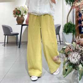 2026夏季新款亚麻休闲裤女文艺时尚纯色松紧腰宽松简约百搭直筒裤