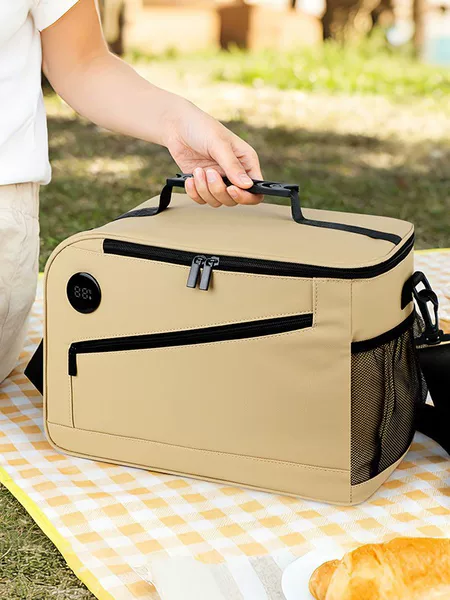 Digital Display Temperature Insulation Bag, Aluminum Foil Preservation Bag, Cross-Border Outdoor Picnic Ice Bag, Large Capacity Shoulder Bag with Digital Temperature Control