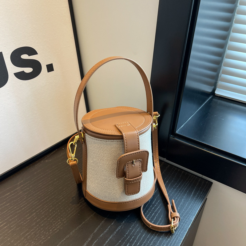 Bolso de lujo ligero estilo retro para mujer, nuevo estilo 2025, de lona con bloques de color, versátil, tipo bandolera de nicho
