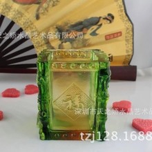 商务办公会议中秋礼品摆件 竹子琉璃笔筒 祝福笔筒