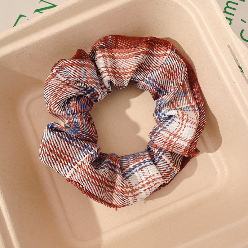 Pequeño, fresco y dulce, lazo para el cabello de intestino grueso, linda cuerda para el cabello a cuadros, atmósfera coreana, cuerda para el cabello, tocado de goma