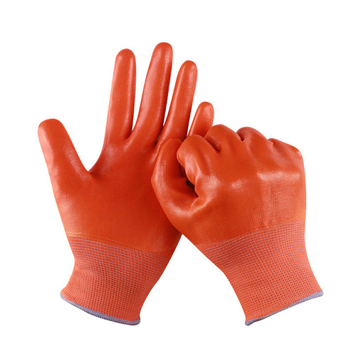 Full rubber thickened oil-resistant and waterproof PVC full-hanging rubber-dipped hanging rubber gloves anti-slip labor protection glove sets dipped in plastic leather