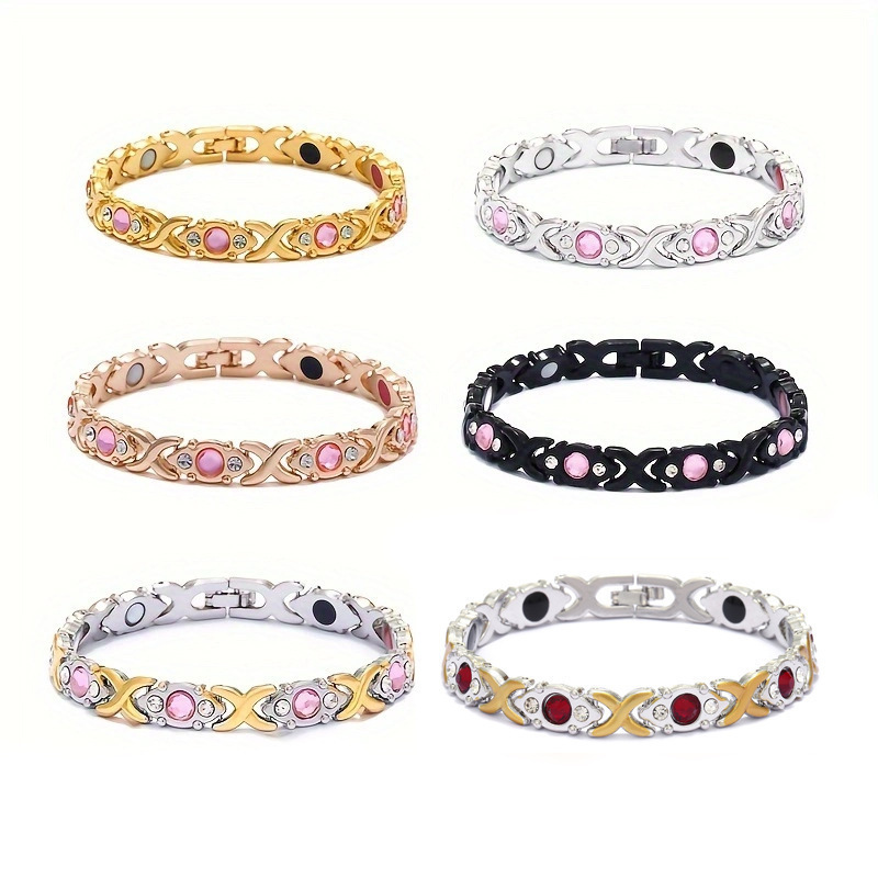 European and American Fashion Detachable Energy Magnet Bracelet Cross-Border Hip-Hop Style Diamond-Encrusted Magnetic Bracelet Exaggerated Bracelet Jewelry