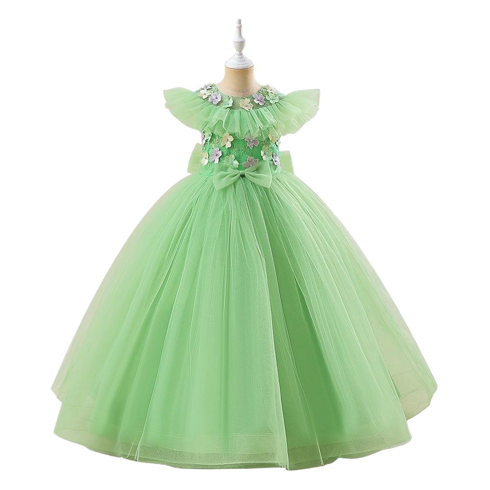 Vestido de noche para niños vestido de princesa para niñas sin mangas de cintura alta niña host piano vestido de rendimiento entrega al por mayor