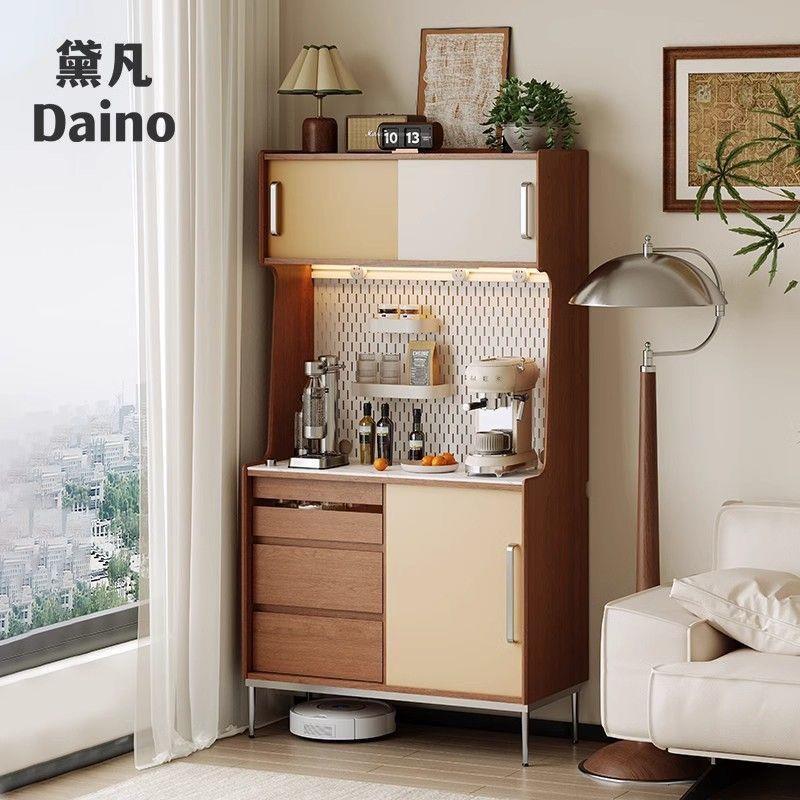 Retro Sideboard Against the Wall, Integrated Storage Cabinet, Water Dispenser, Tea Cabinet, Solid Wood, Color-Blocking, Mid-Century Style, Light Luxury, High-End Feel Retro Sideboard Against the Wall, Integrated Storage Cabinet, Water Dispenser, Tea Cabinet, Solid Wood, Color-Blocking, Mid-Century Style, Light Luxury, High-End Feel