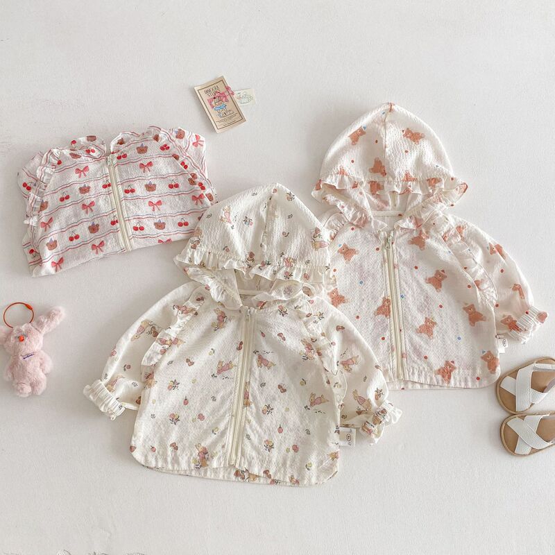 Girls' Cartoon Air-Conditioning Shirt, Left and Right, 0-5 Years Old, Summer Baby Full-Print Bunny Jacket, Children's Korean Style Top Girls' Cartoon Air-Conditioning Shirt, Left and Right, 0-5 Years Old, Summer Baby Full-Print Bunny Jacket, Children's Korean Style Top