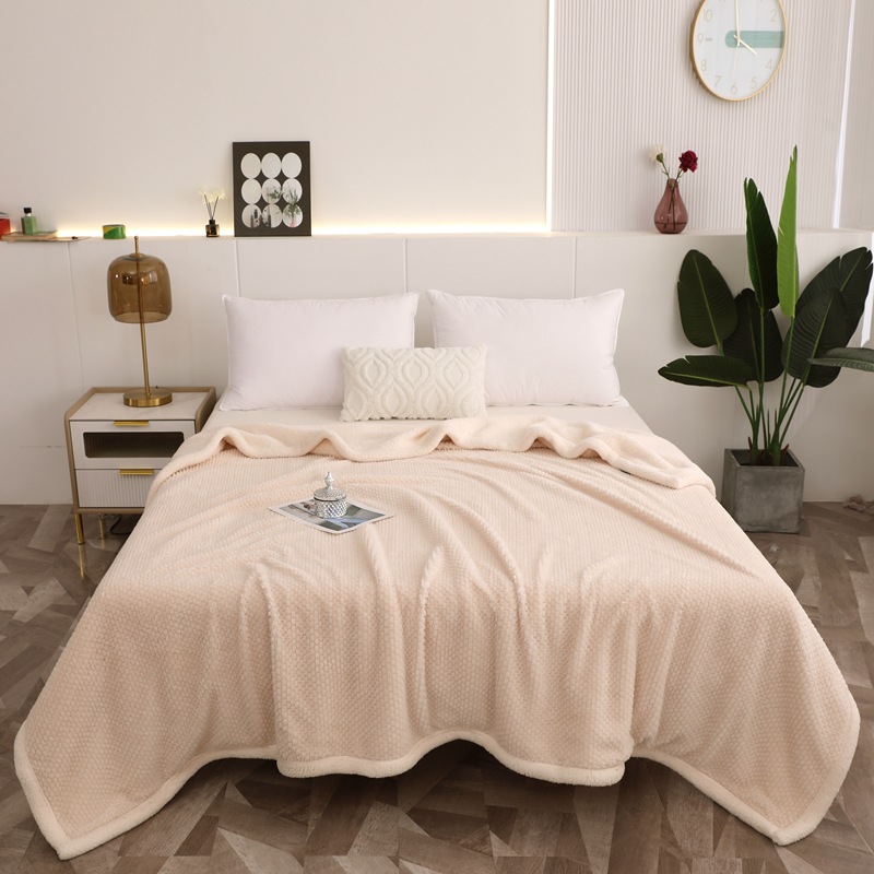 2023 Nueva Rosa Cachemira lana de cordero de color sólido multi-funcional manta doble capa engrosada Comercio exterior al por mayor