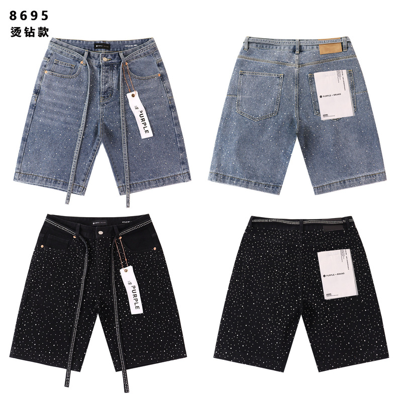 Denim Shorts Purpl Summer New Style Washed Rhinestone Heavy-Duty Men's High Street Loose Casual Denim Shorts Denim Shorts Purpl Summer New Style Washed Rhinestone Heavy-Duty Men's High Street Loose Casual Denim Shorts