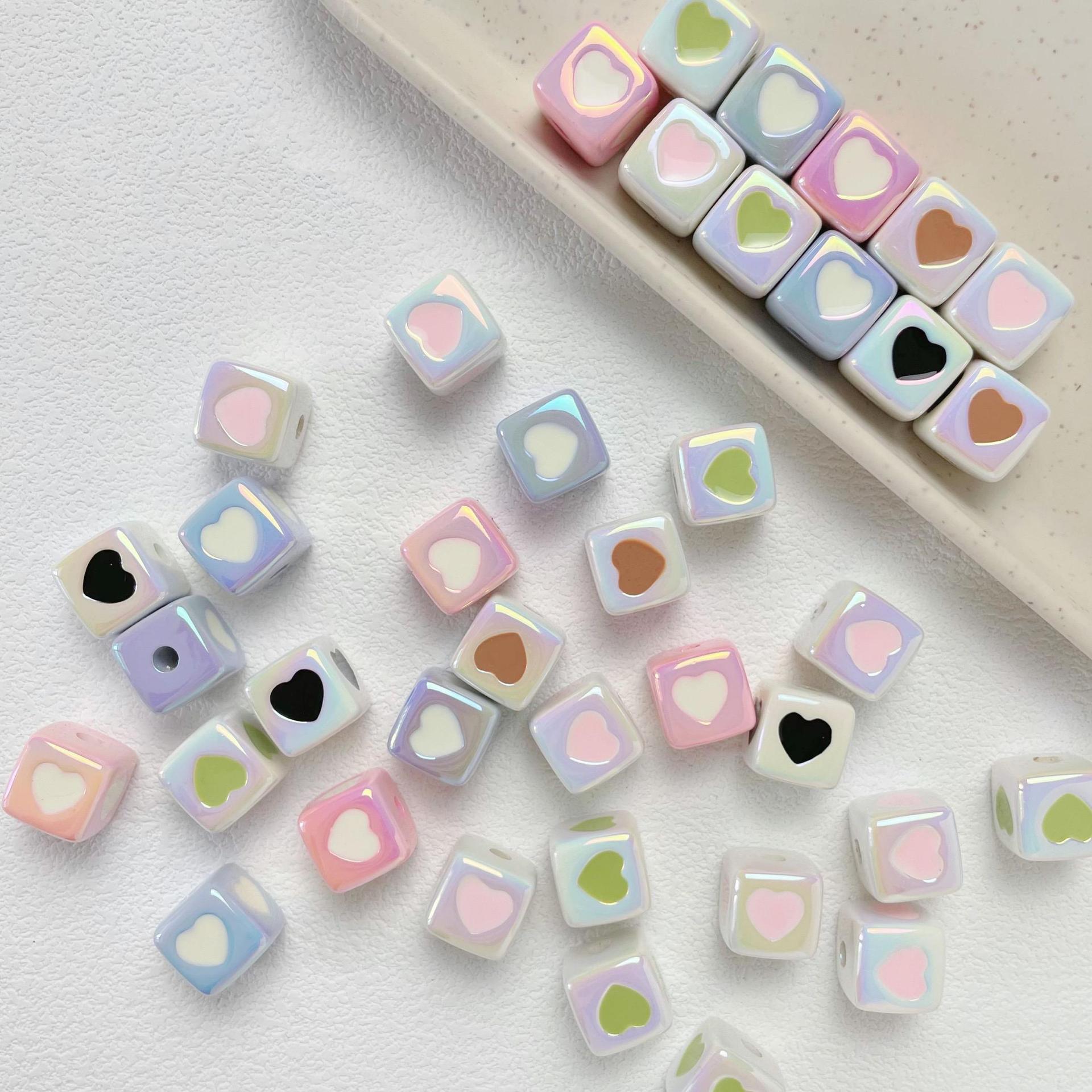 21g Weight Beads Jewelry Making Type Beaded, Mobile Phone Chain, Bracelets, Necklace Classification 10 PCS/Package Quantity Arylic Material Heart Shape Pattern All Seasons Season Cute, Vacation, Classic Style Style Enamel, Enamel Craft 10 PCS/Package Arylic Heart Shape Beaded Mobile Phone Chain Bracelets Beads 2