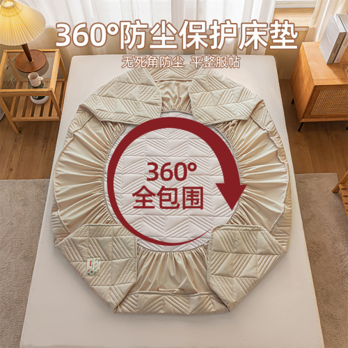Solid color thickened quilted fitted sheet single piece wholesale maternal and infant grade futon mattress protector all-inclusive Simmons mattress cover