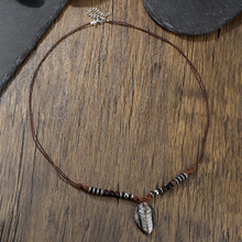 复古波西米亚度假风天然水滴石头吊坠项链复古男士长款项链毛衣链