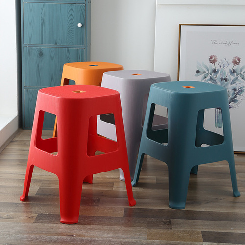 Thickened Nordic plastic stool household adult mature plastic chair living room simple square stool plastic bench high stool wholesale