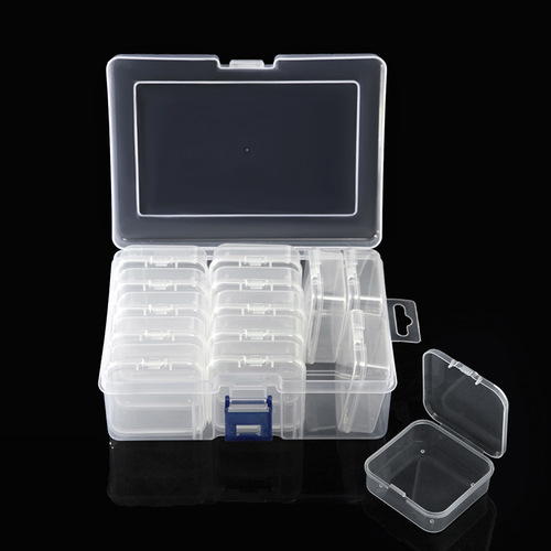 15-grid 5.5-inch transparent small square boxes set household transparent storage box desk plastic storage box jewelry box factory