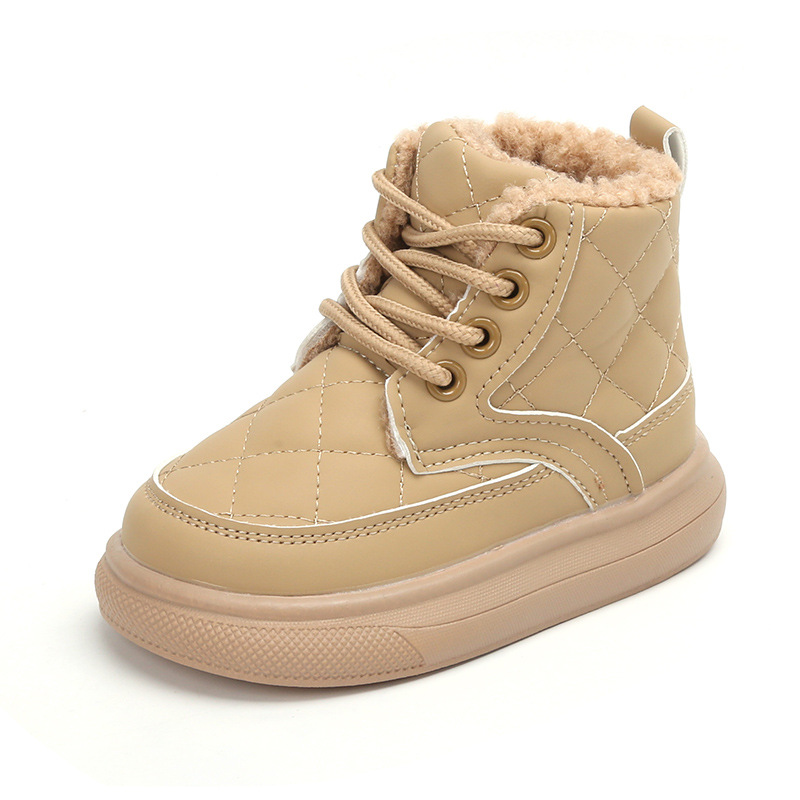 Kinder Schnee Winter Baby Jungen und Mädchen Stiefel Verdickte Baumwolle Lamm Haar Seite Reißverschluss Warme Schuhe_voghion.com