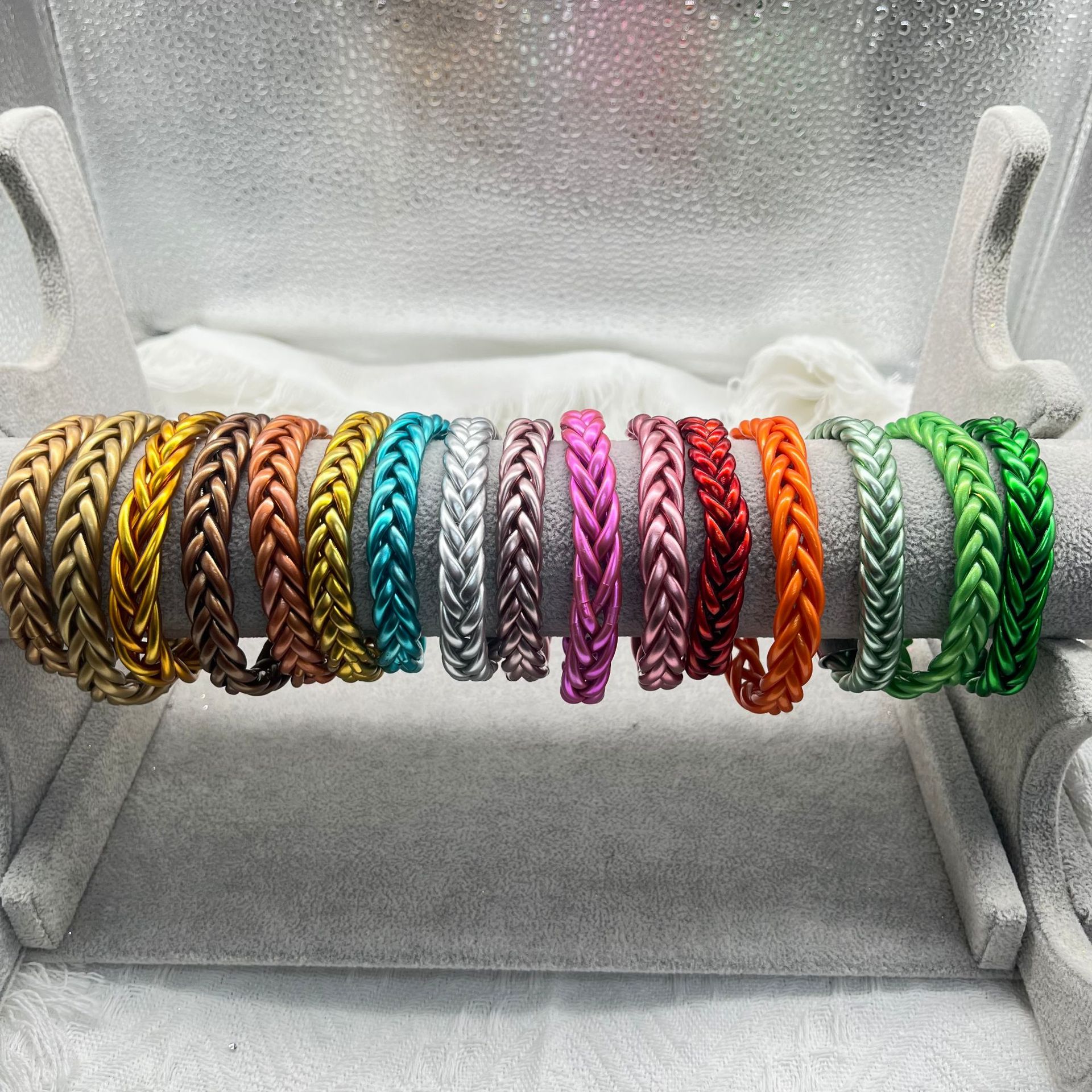 12g Weight Simple Style Solid Color Silica Gel Braid Unisex Wristband