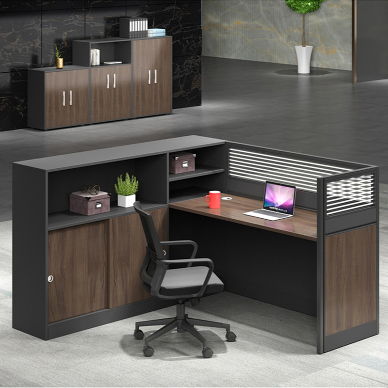 Two-Person Modular Panel Side Cabinet Partition Financial Workstation Office Staff Desk Free-Standing Computer Desk Modern Minimalist