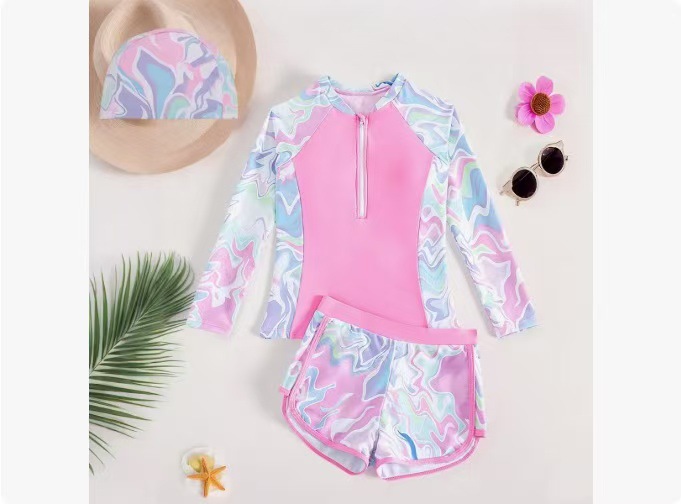 Pink wave + swimming cap