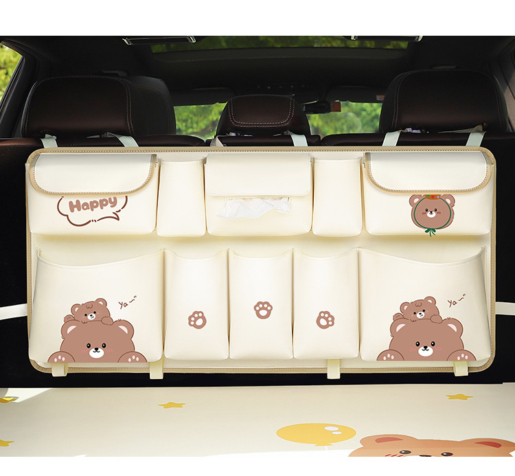 Multifunctional car trunk storage bag cute rear seat back-mounted car storage bag car storage box