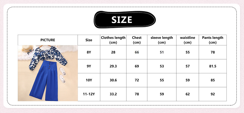 Mädchen Blumen Bluse Mit Plissee Und Weite Hose Zweiteiler Set_voghion.com