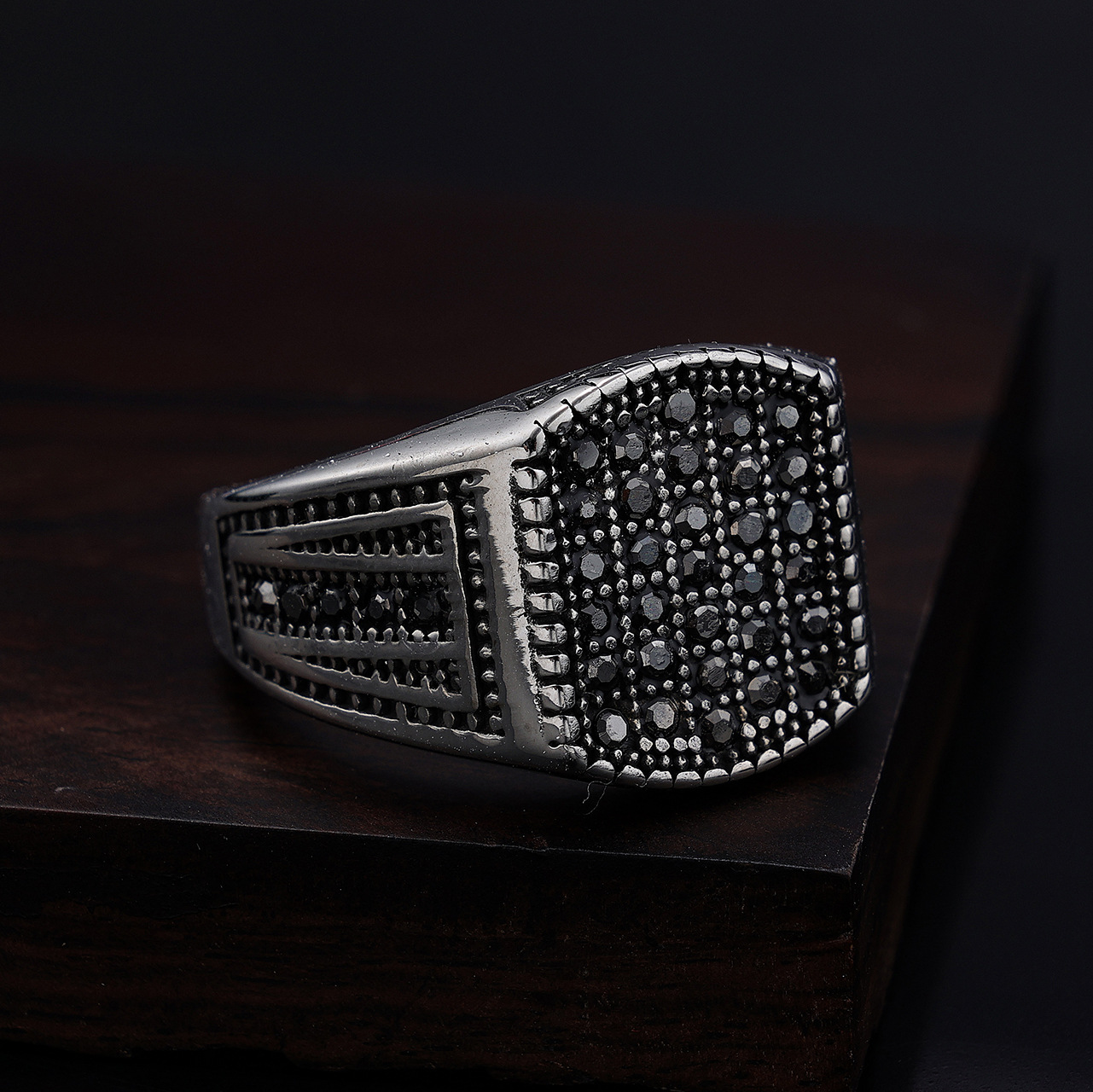 Geometric Pattern Hip-Hop Punk Geometric Titanium Steel Men's Rings Punk Rings