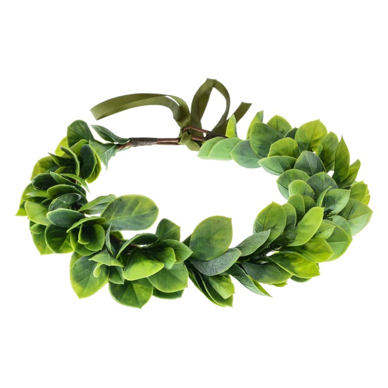 Transfronterizo nueva planta verde guirnalda diadema tocado fresco hojas simples hoja verde guirnalda princesa playa banda de pelo al por mayor