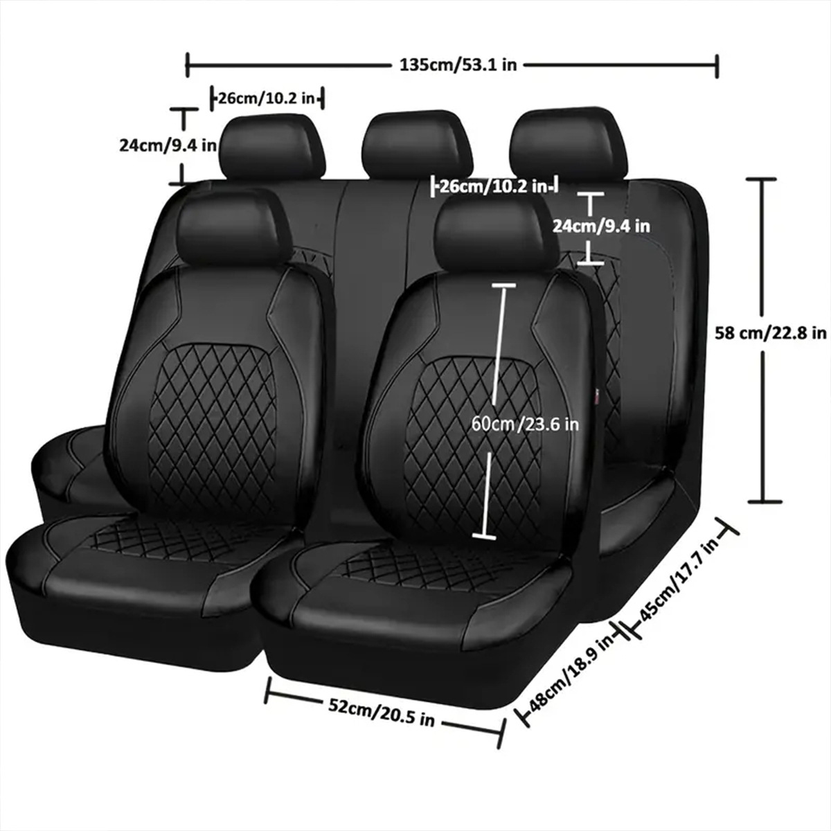 Universal Car Seat Cover Single Line Diamond Lattice PU Leather