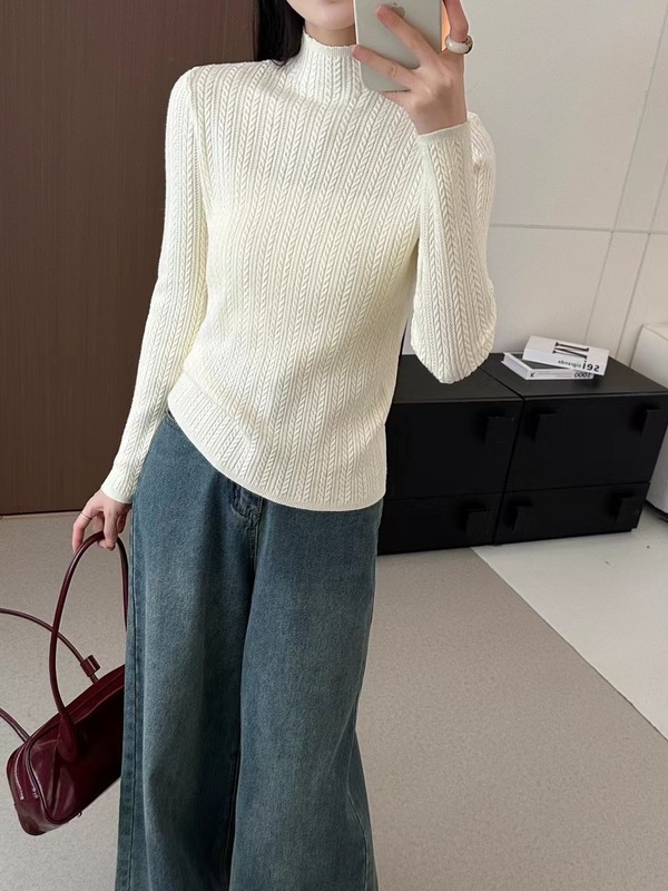 2025秋冬新款半高领毛衣女高级感修身内搭上衣长袖气质打底针织衫|undefined