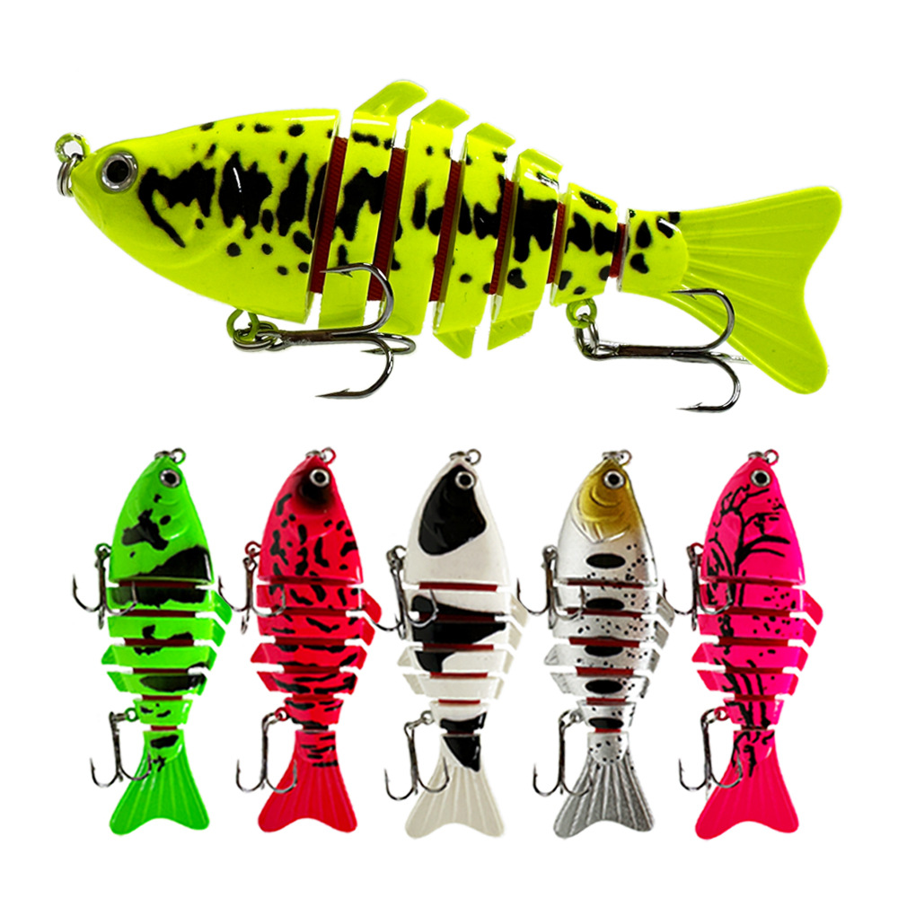 Artillo de pesca transfronterizo 7 secciones 10CM15g gancho duro biónico cebo plástico de agua dulce biónico cebo
