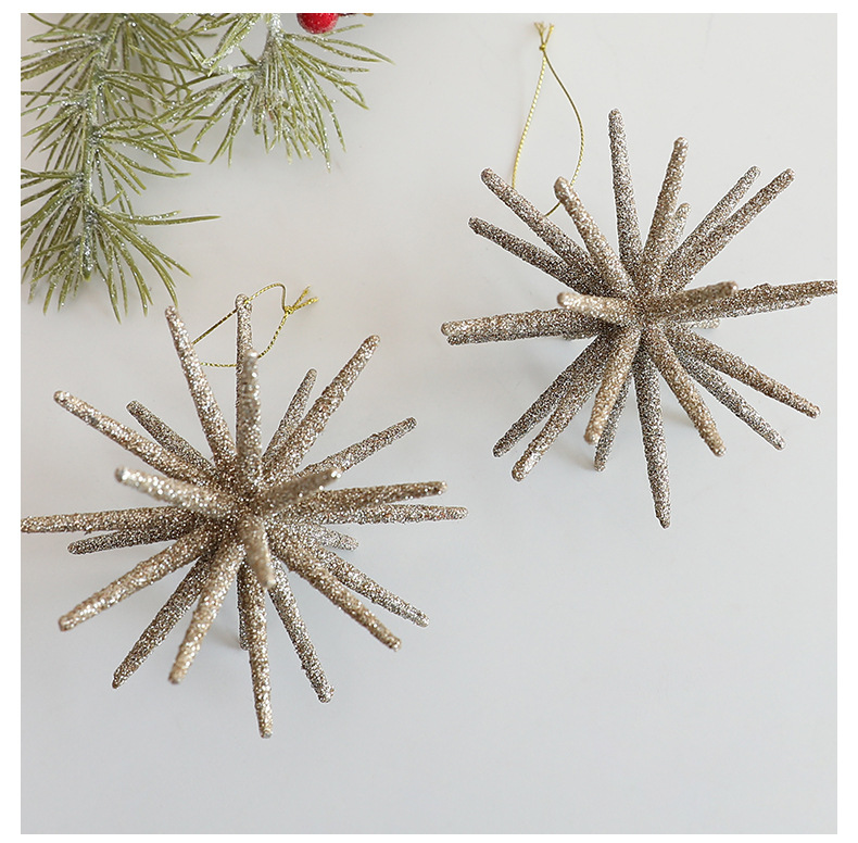 Modern csillag karácsonyi díszek pezsgőarany és fehér színben_voghion.com