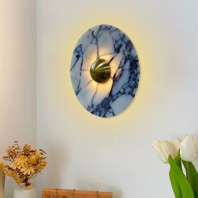 Ambiente de alto nivel de fondo italiano pared estilo sala de estar diseñador de entrada lámparas de cabecera de cama diseño de fondo grande