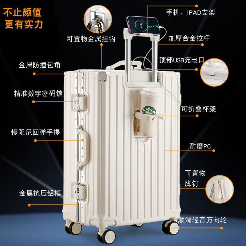 Multifunctional Luggage Case New Student Password Box Universal Wheel Large Capacity Trolley Case Strong and Durable Suitcase 24