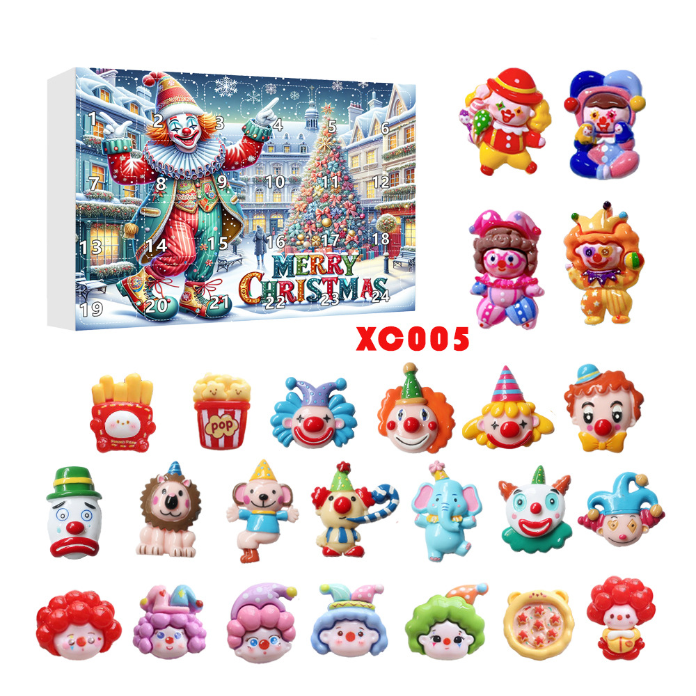 thumbnail image 1 of Calendario de Adviento de Navidad, caja sorpresa de payaso de Navidad para Halloween, caja para teléfono móvil con cuenta regresiva de 24, tenedor para pastel, marco de fotos, juego de accesorios de r, 1 of 5