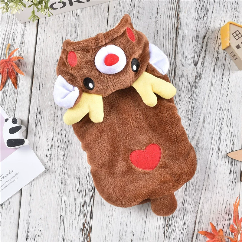 Осенне-зимняя одежда для собак оптом, удобное теплое хлопковое пальто на флисовой подкладке, двуногое пальто для кошек и собак, милая форма рождественского лося