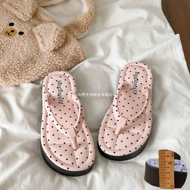Cream Kt Cat~! 4cm Thick-Soled Height-Increasing Flip-Flops for Girls, Summer Beach Non-Slip Breathable Ins-Style Thong Sandals Cream Kt Cat~! 4cm Thick-Soled Height-Increasing Flip-Flops for Girls, Summer Beach Non-Slip Breathable Ins-Style Thong Sandals