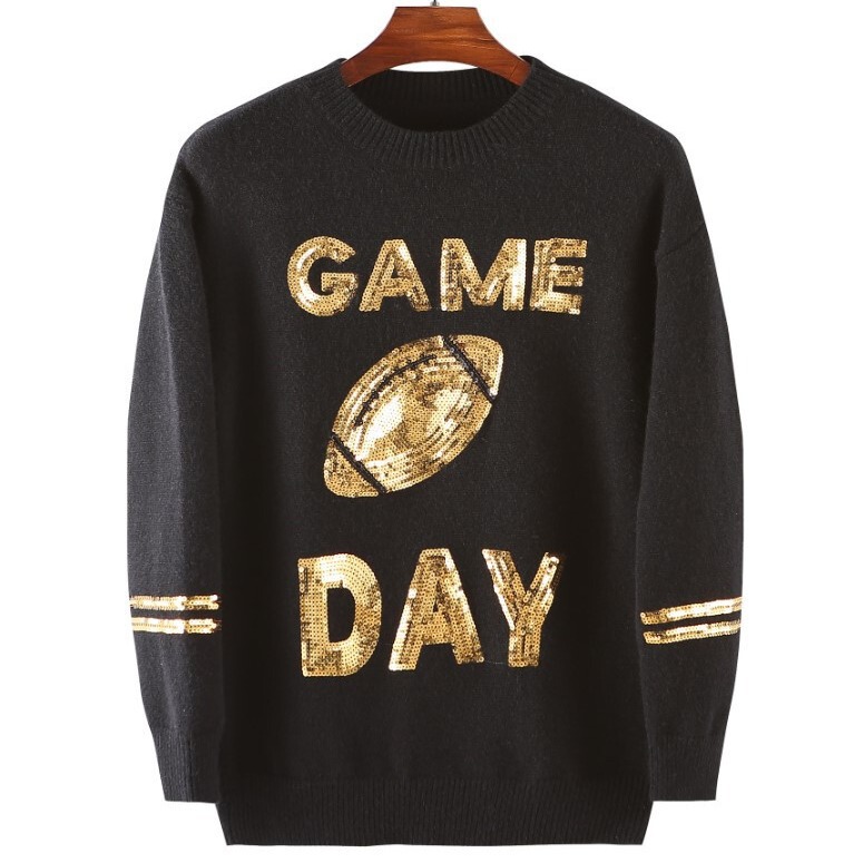 Quality in Stock Rugby Sequined Uniform Team Uniform Sequined Knitwear European and American Large Size Heavy Industry Knitwear