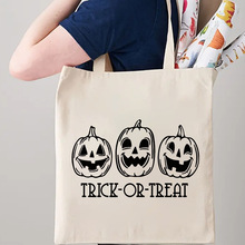 万圣节欧美新款TRICK OR TREAT高颜值大容量通勤百搭单肩包帆布