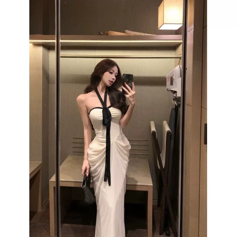 Purely alluring sexy style halter neck strapless bodycon long dress, unique and super good-looking, niche summer dress 26 Purely alluring sexy style halter neck strapless bodycon long dress, unique and super good-looking, niche summer dress 26