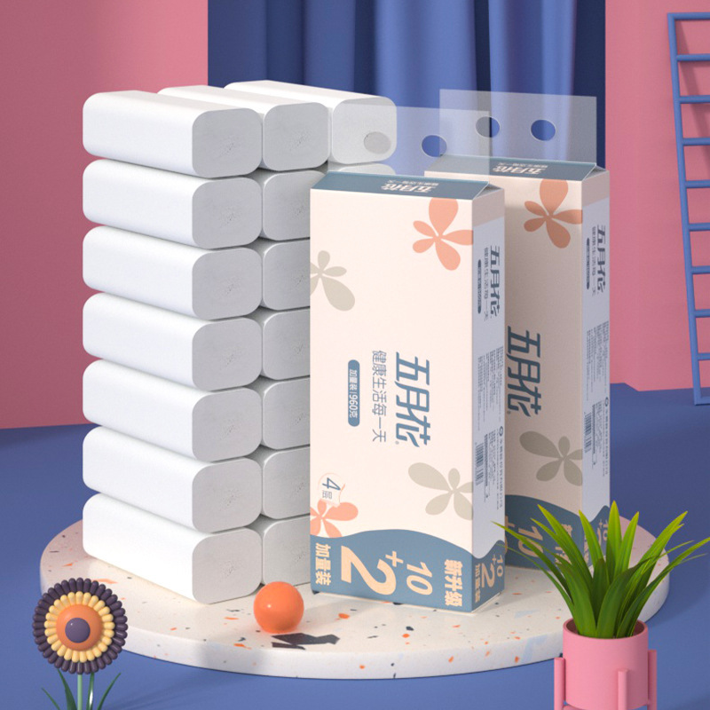 Mayflower 2500g 4-Layer Thickeneded Toilet Paper Napkin Coreless Roll Paper Wholesale Delivery Household Wholesale Toilet Paper