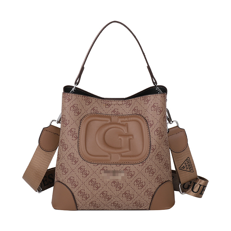 Bolsos impresos europeos y americanos transfronterizos, letras femeninas 2024, nueva tendencia, bolso de cubo francés, bolso de mensajero de alta gama