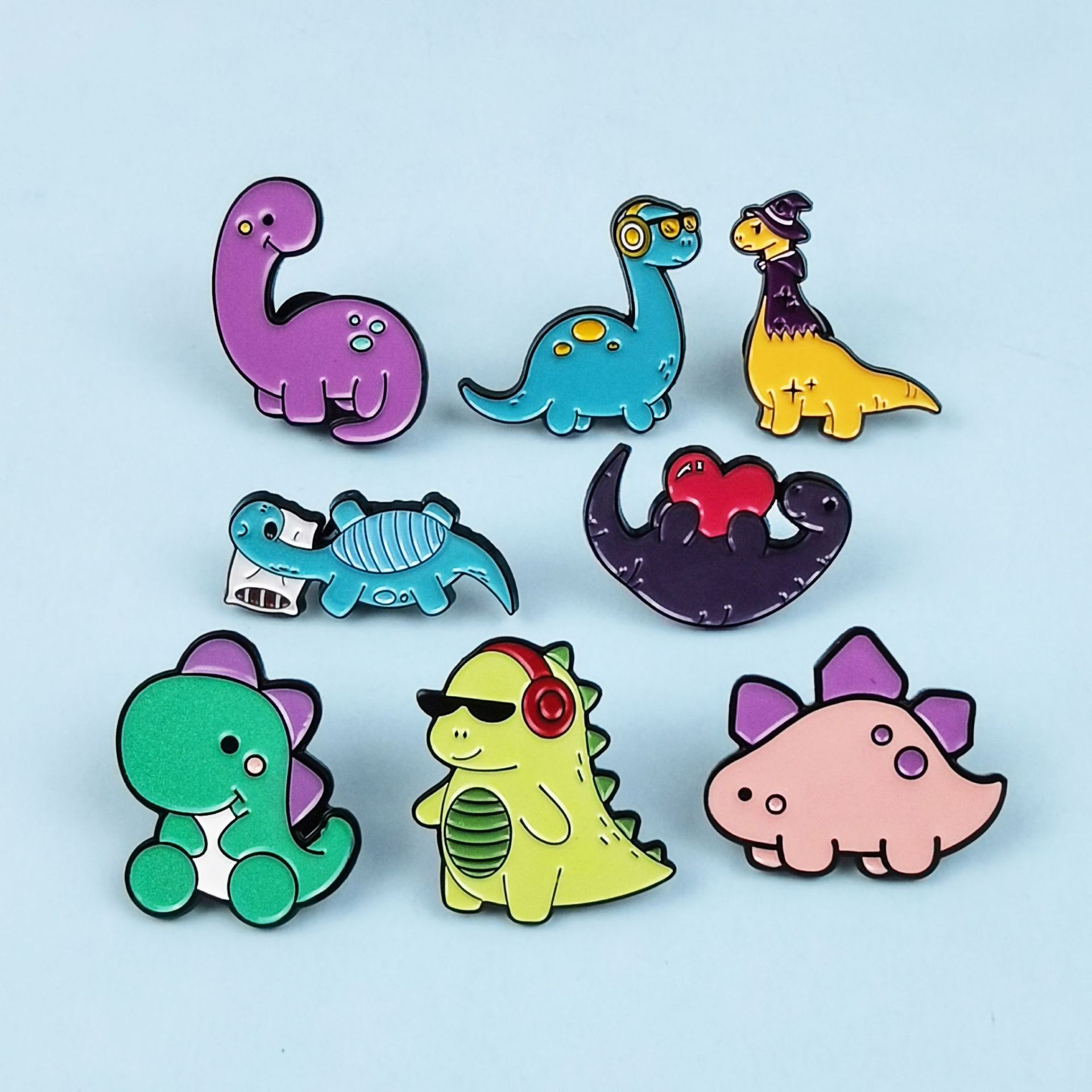 Lindo y lindo broche de dinosaurio pequeño, personalidad, estilo de dibujos animados, accesorios de mochila, accesorios de insignia de aleación de aceite de goteo de alfiler