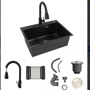 Factory direct stainless steel kitchen sink dish basin black single tank