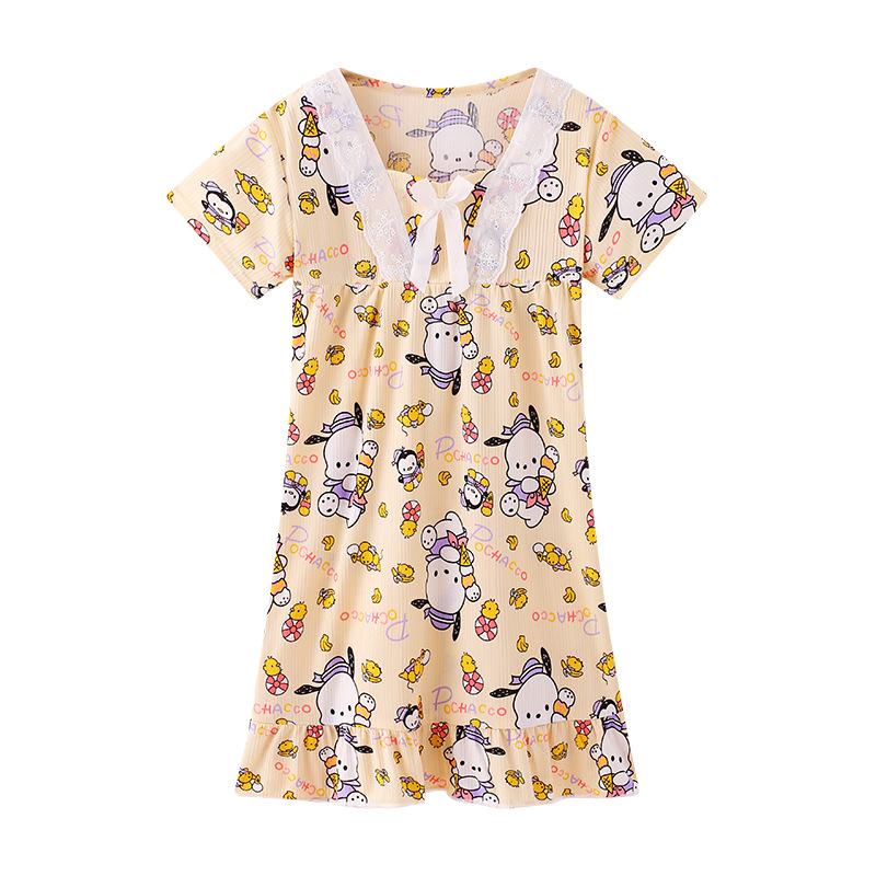 Pijama infantil princesa viento de verano nuevo pijama de niña manga corta Melody vestido de dibujos animados ropa para el hogar