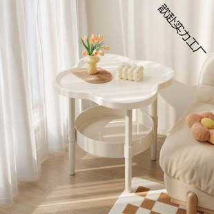 New Creative Bedside Table Movable Sofa Side Cabinet Cream Style Mobile Bedside Table Internet Celebrity Four-Leaf Clover Storage Rack