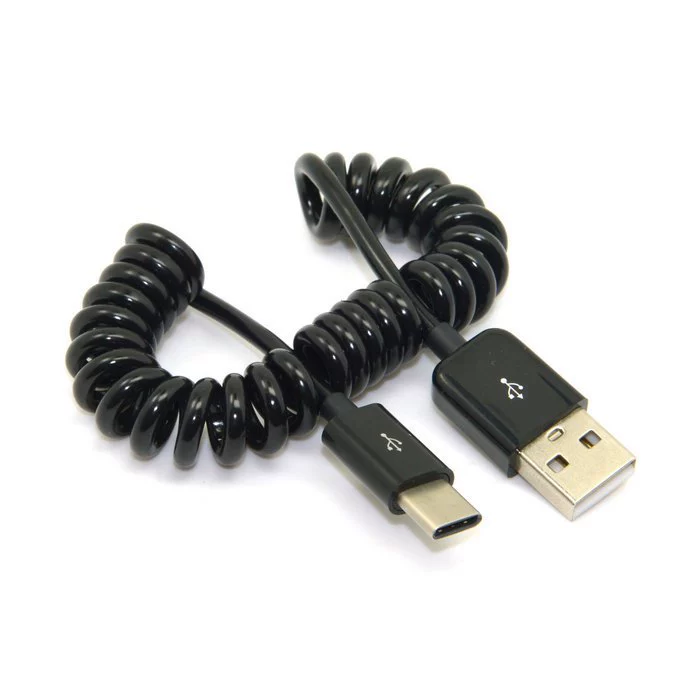 UC-318 1M зарядный кабель USB 3.1 Type C на USB 2.0 male пружинный кабель телескопический кабель