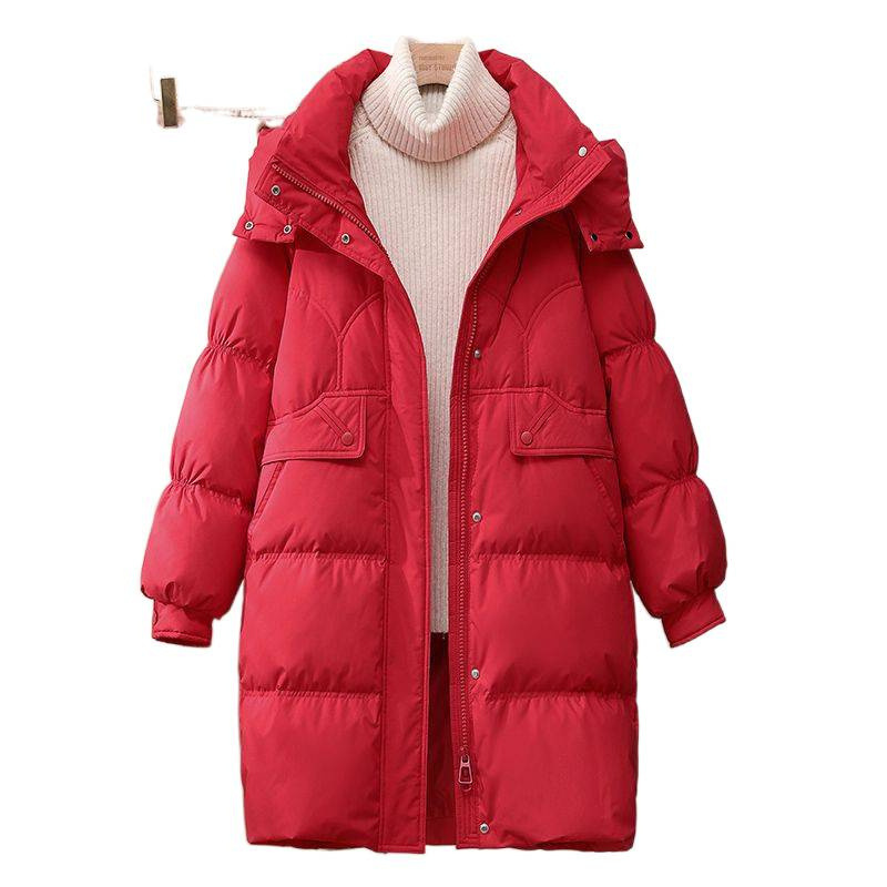 反季欧货新款2025冬季连帽羽绒服女中长款显瘦减龄斗篷时尚外套潮|undefined