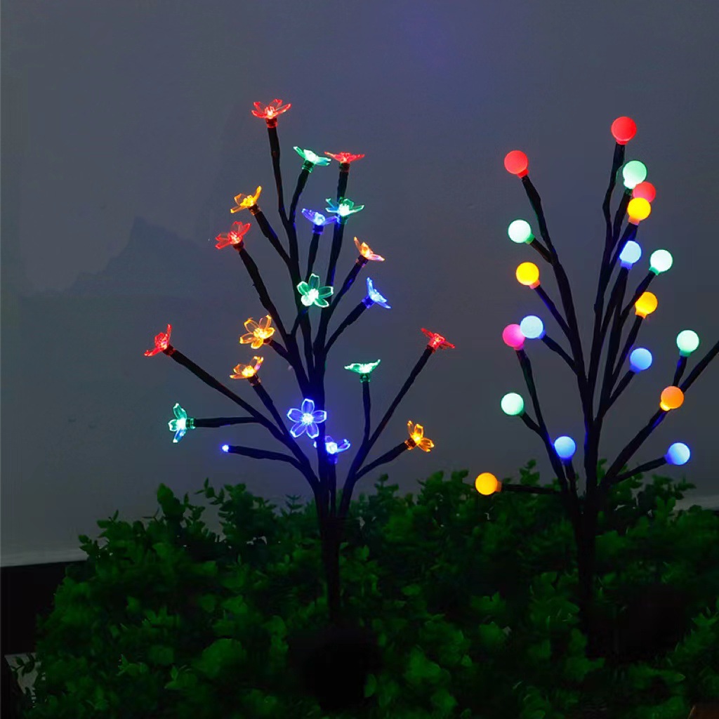 Luz de bola solar LED, jardín al aire libre, luz de flor de cerezo, luz de tierra, luz de decoración de atmósfera, luz de césped de parque