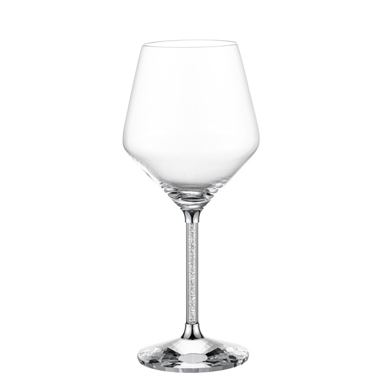 Copas de vino de gama alta de lujo ligero, vidrio de cristal de pie alto, diamantes de oro, diamantes de plata, vasos de cristal giratorios comerciales para el hogar